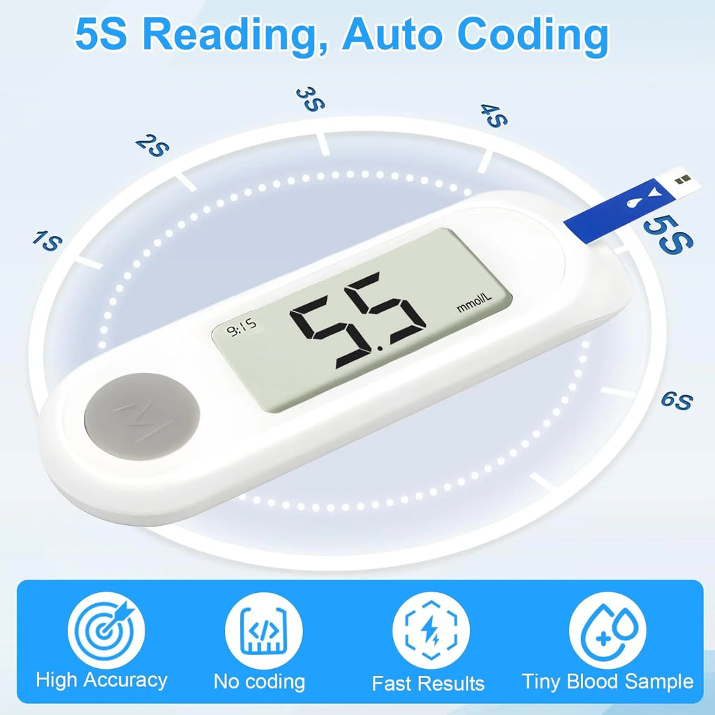 Blood Glucose Meter 50pcs Diabetes Testing Kit No Coding Glucometer Glucose Meter for Home Use Complete Glucose Meter Kit