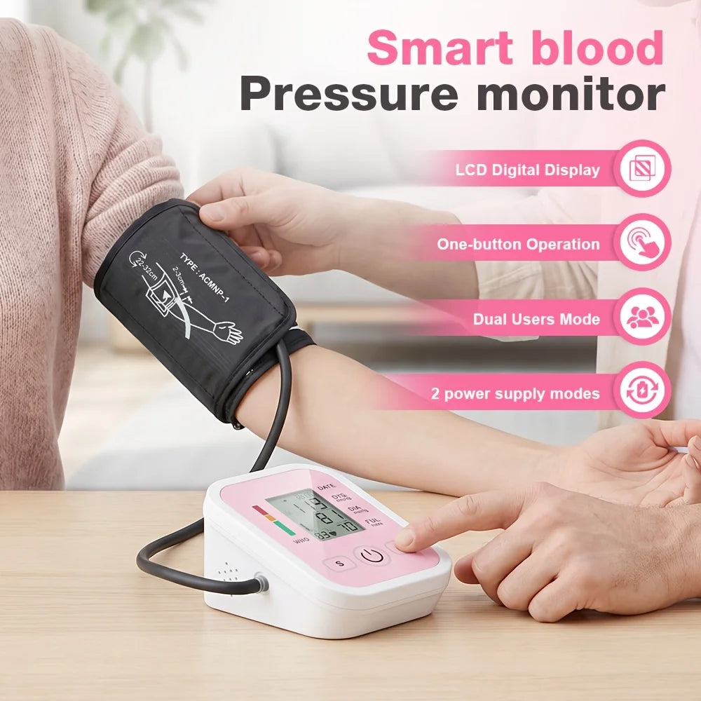 Upper Arm Blood Pressure Monitor Automatic Digital Heart Rate Pulse Meter Sphygmomanometer