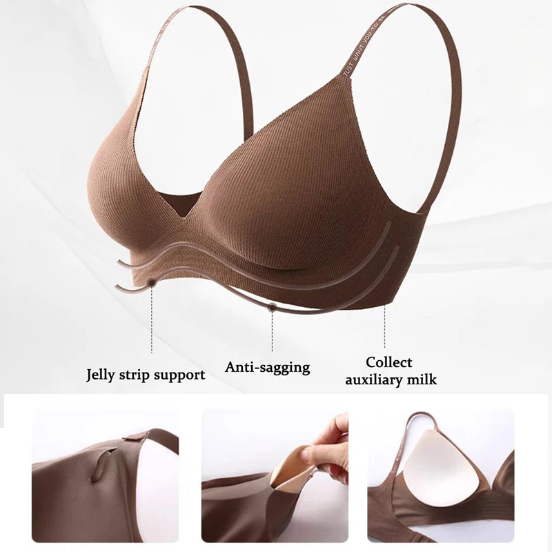 3PCS Sexy Deep V Neck Wireless Seamless Bras Lingerie Fashion