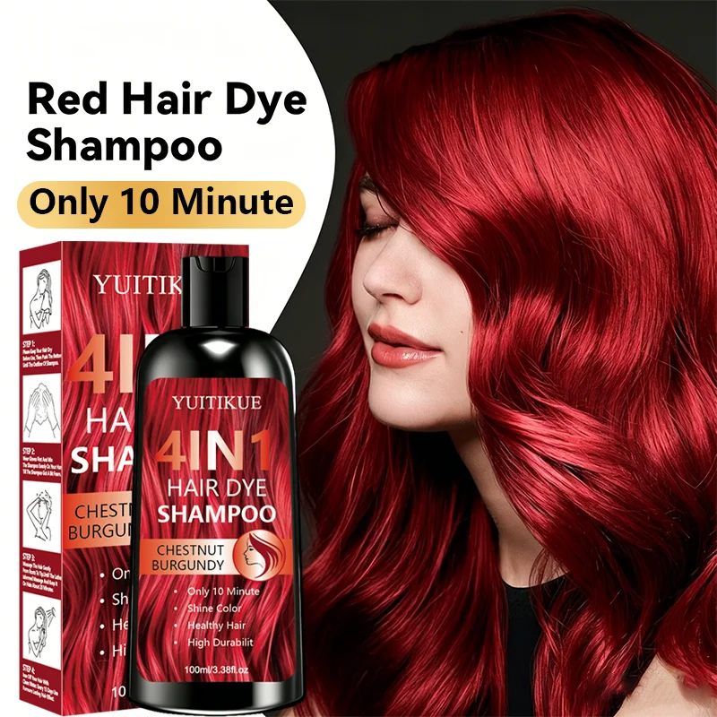100ml YUITIKUE 4 In 1 Hair Color Shampoo Chestnut Burgundy Easy At Home Hair Dyeing