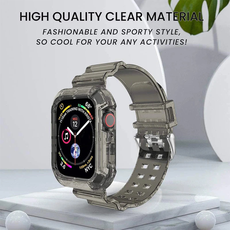 Clear Band + Case for Apple Watch 11 10 9 8 7 6 5 SE 4 38MM 42MM 46MM