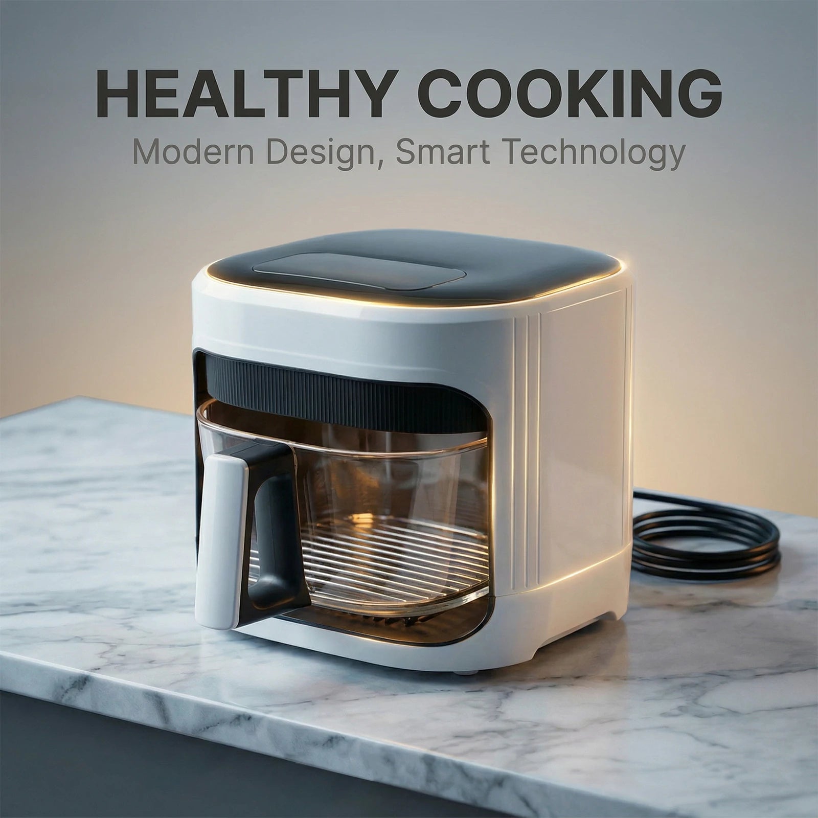 Podofo 1350W Air Fryer 5L with Touch Control Adjustable Temperature Up to 200°C Oil-free Cooking 7 Preset Menus for 3-5 People