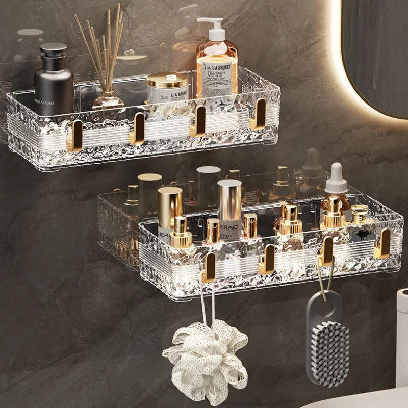 Wall Mounted Bathroom Storage Rack With 4 Hooks Corner