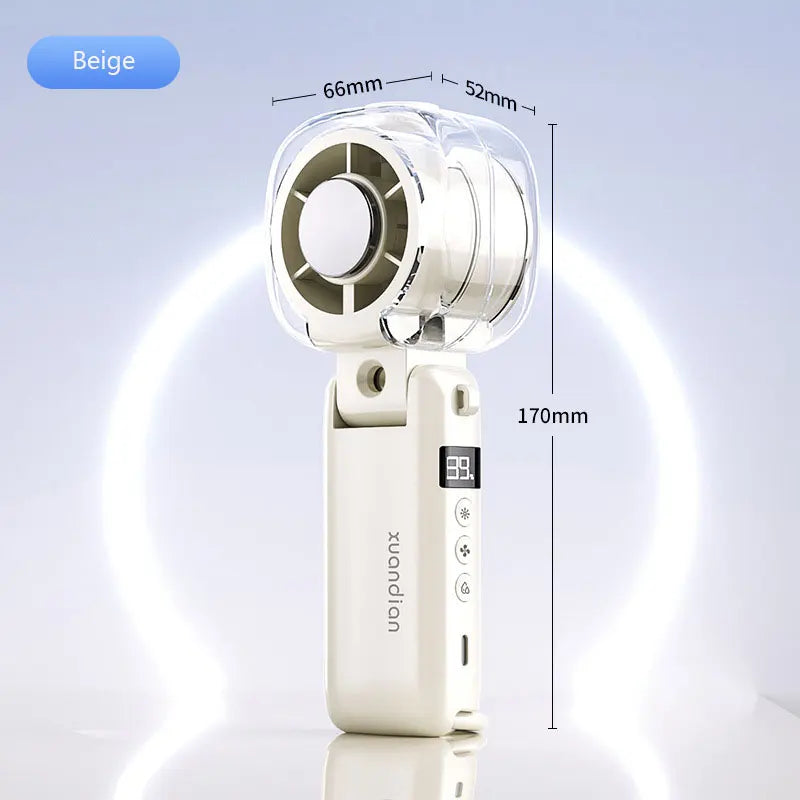 High-Speed Portable Turbo Handheld Misting Fan High-Speed Fan Digital Display Neck-Hanging Ice Spray Humidifying Mini Fan New