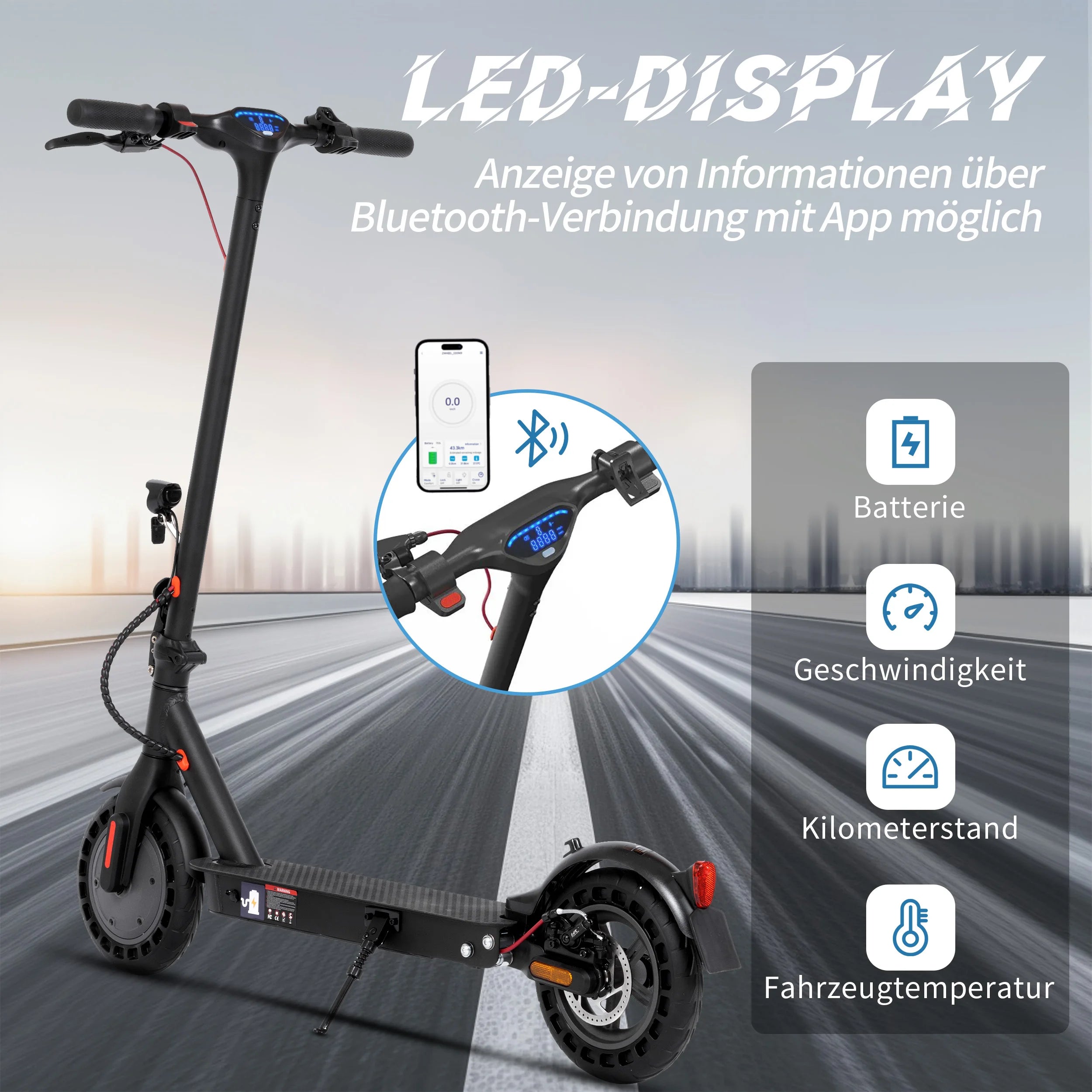 YL-E9T (ABE) Electric Scooter 500W 36V 10Ah with German Road Permit EScooters 10" Tires W/Smart App E-Scooter Max Speed 20km/h