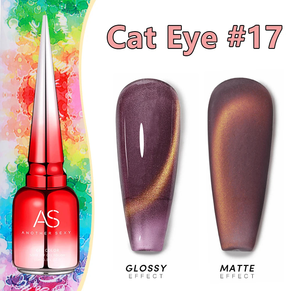 AS 15ml Cat Magnetic Gel Nail Polish Cat Eye Glitter