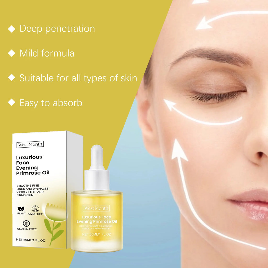 West Month Luxury Evening Primrose Oil Moisturizing Facial Lifting Deep Hydration Face Oil for Glowing Skin Brightening Products
