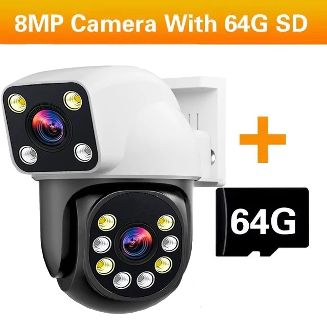 Tuya SmartLife 3 Screens Outdoor WiFi Security Camera PTZ 6K 12MP