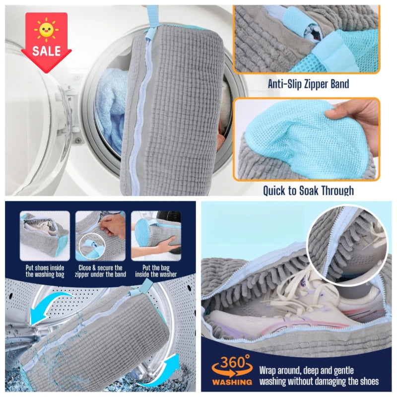 Laundry Bags Shoe Washing Machine Bag-with Zipper Laundry Bag with Rich Fluff Inside