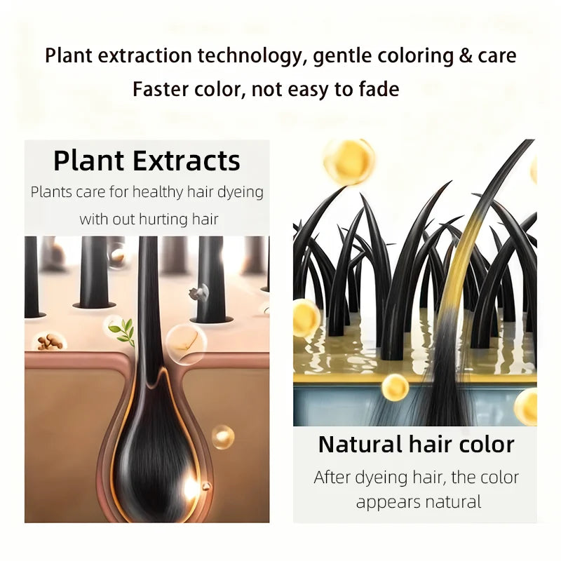 Hair Dye Shampoo 100ml - 4-in-1 Plant Formula, Lasting Color