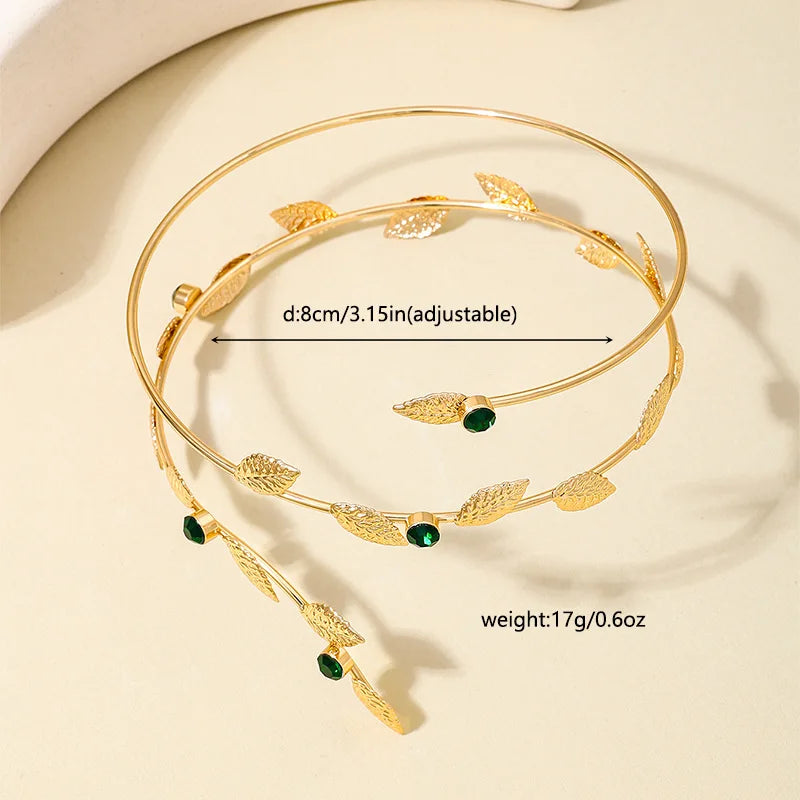 Boho Gold Color Leaf Upper Arm Cuff Bracelet for Women