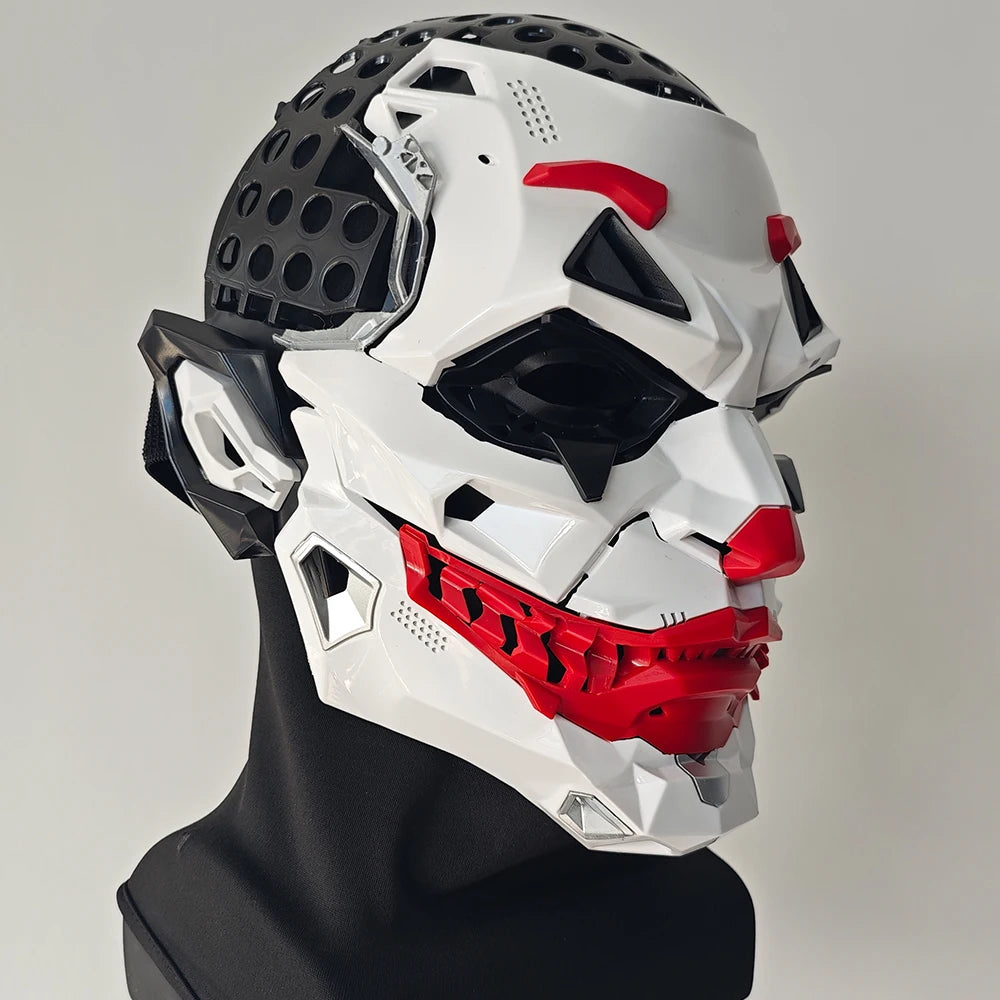 Three-Tone Gradient Cosplay Wig with Cyberpunk Mask