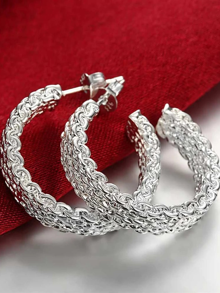 Popular fine 925 Sterling Silver charms stud Earrings for Women