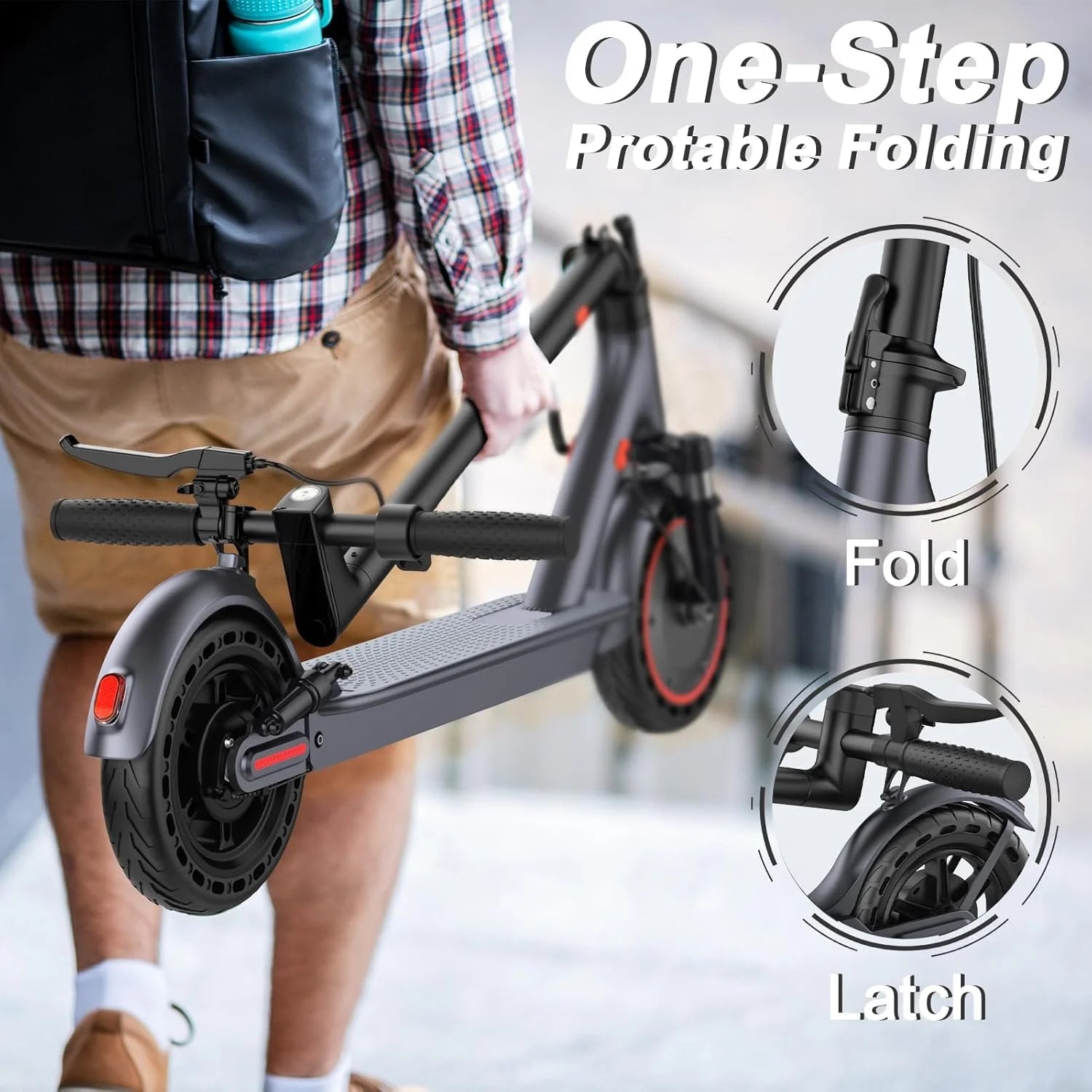 10‘’ Electric Scooter for Adults,500W Powerful Motor,22 Miles Long Range,
