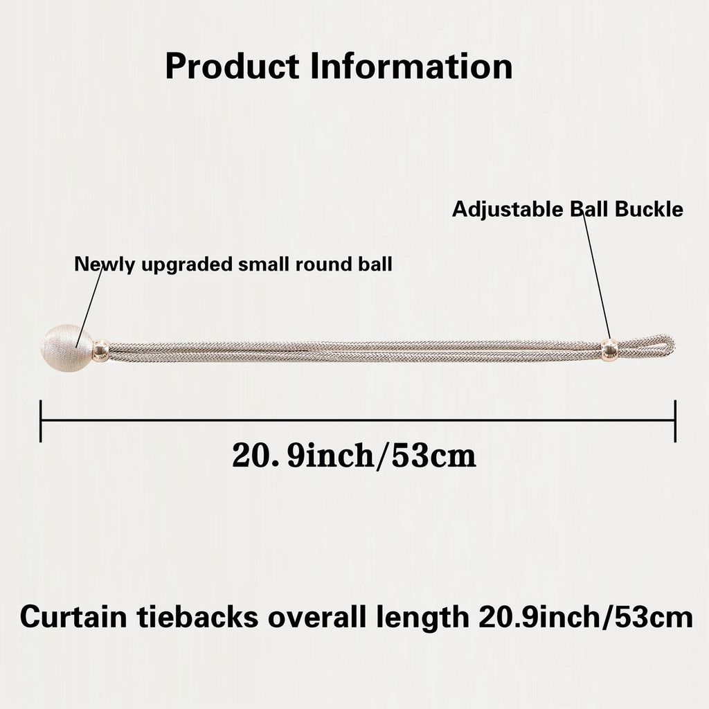 2pcs Pearl Curtain Tiebacks, Curtain Pearl Tiebacks, Decorative Fixings, Rope Curtain Tiebacks No Punch Adjustable Pull-outs
