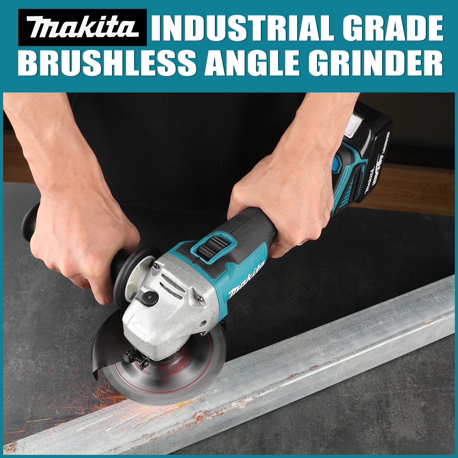 Makita DGA404 18VBrushless Angle Grinder: 125mm Wheel, 680W, 10000RPM for Metal Cutting, Grinding & Industrial Construction Jobs