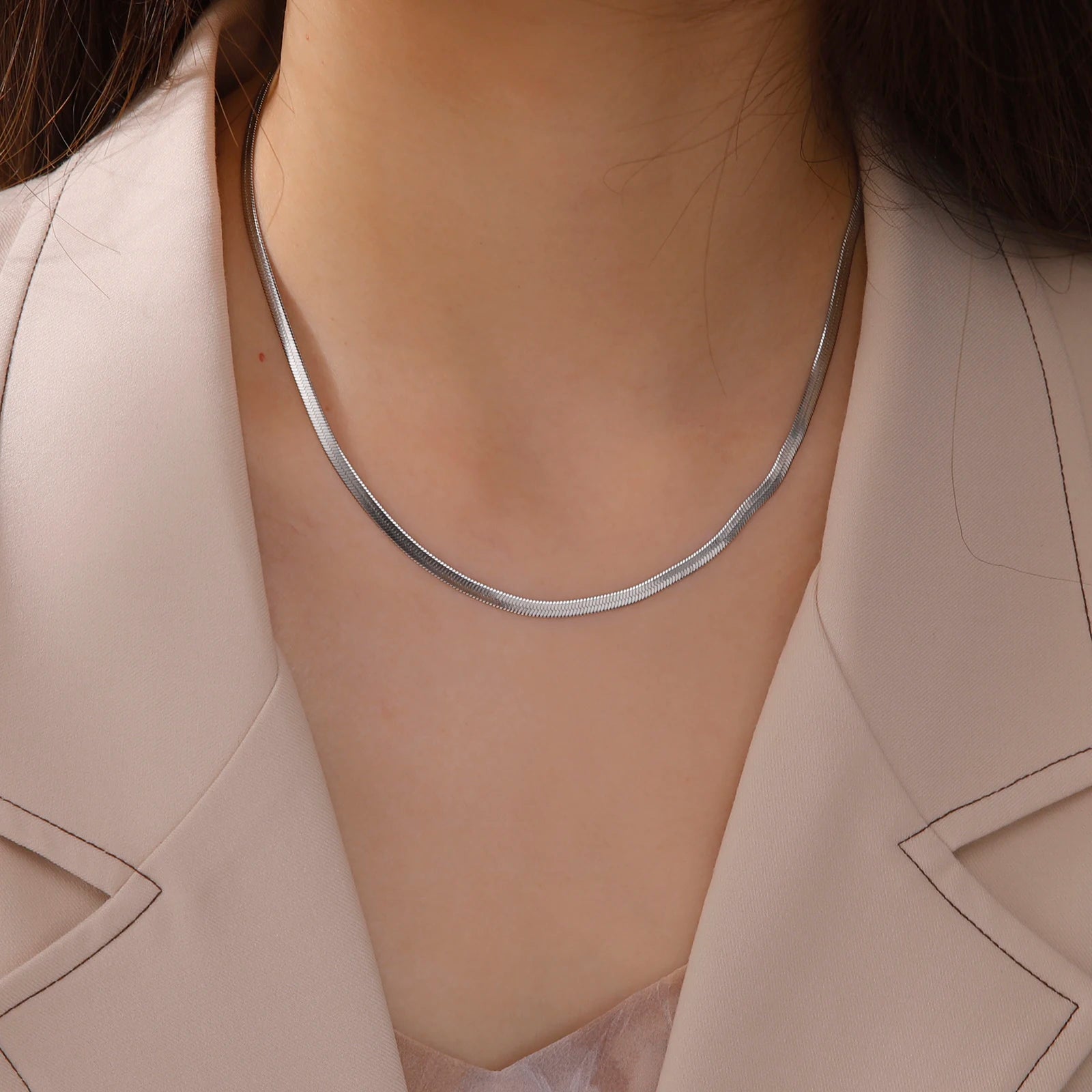 Skyrim Stainless Steel Snake Chain Necklace for Women Men Gold Color Herringbone Choker Neck Chains 2026 Trend Jewelry Gift Hot
