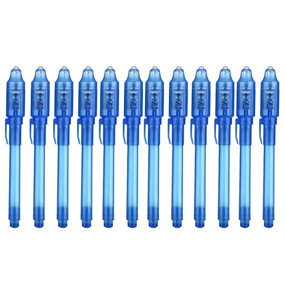 4-12pcs Invisible Ink Pen Spy Pen with UV Light Magic Marker