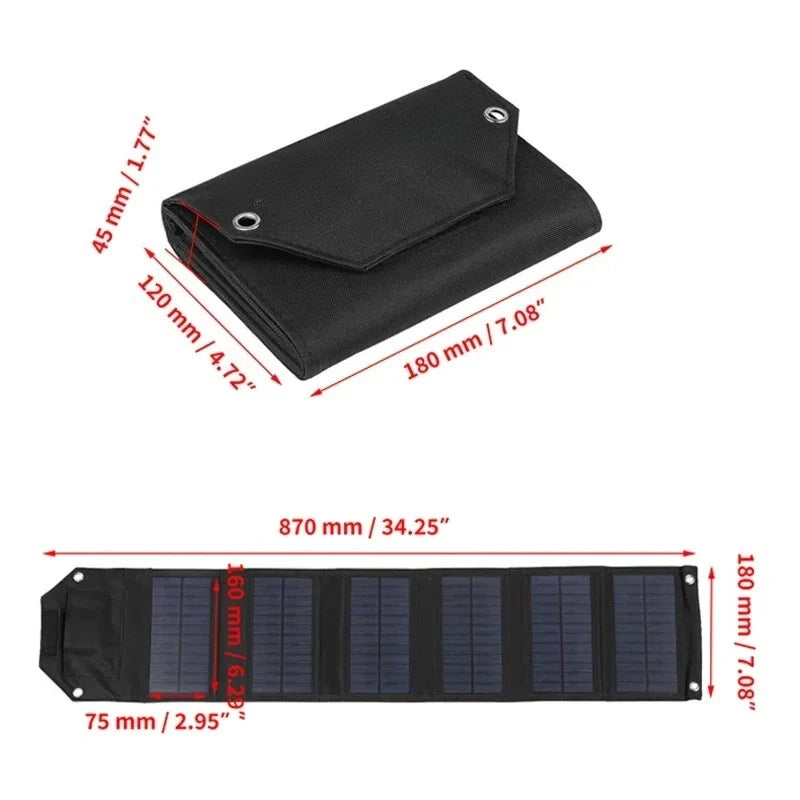 100W Foldable Solar Panel 5V USB Portable Folding Bag Battery Charger