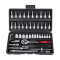 46-Piece Socket Set with Chrome Vanadium Tools, Ratchet, Extensions, and Portable Case for Car and Home Repairs
