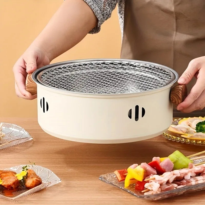 Portable Mini BBQ Grill Stainless Steel Charcoal Grill Desktop Grilling Net Camping Picnic Kitchen Accessories Gadgets Tools