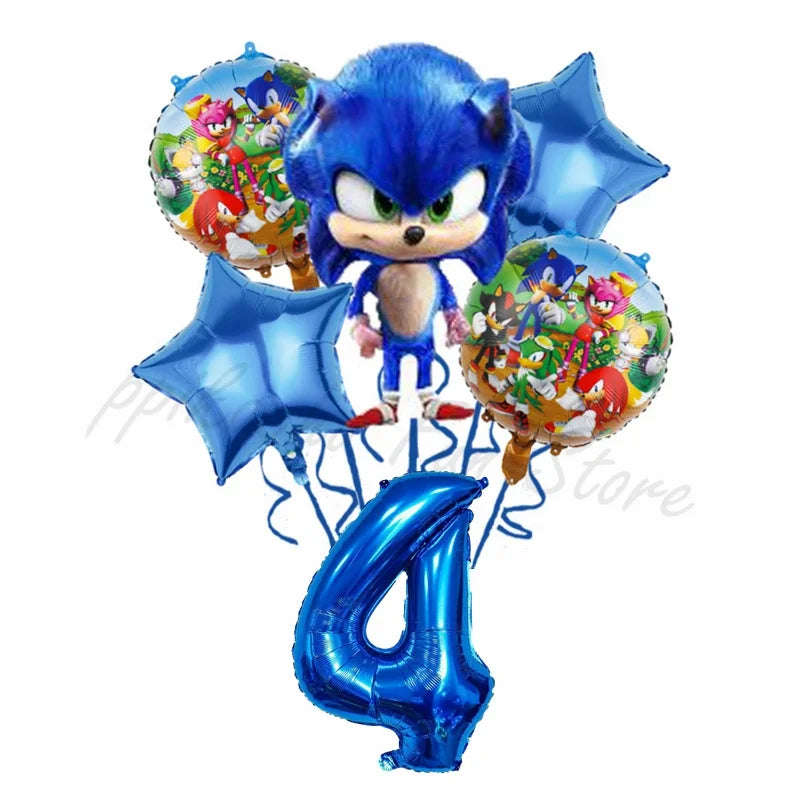 Hot-selling Blue Sonic-themed Digital Combination Balloon Set Birthday Decoration Balloon That Children Love Gift for Kids