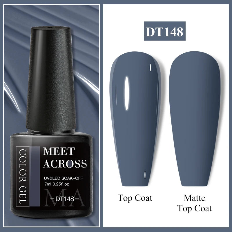 MEET ACROSS 7ml Purple Nail Gel Polish Semi Permanent Nail Art For Nails Decoration