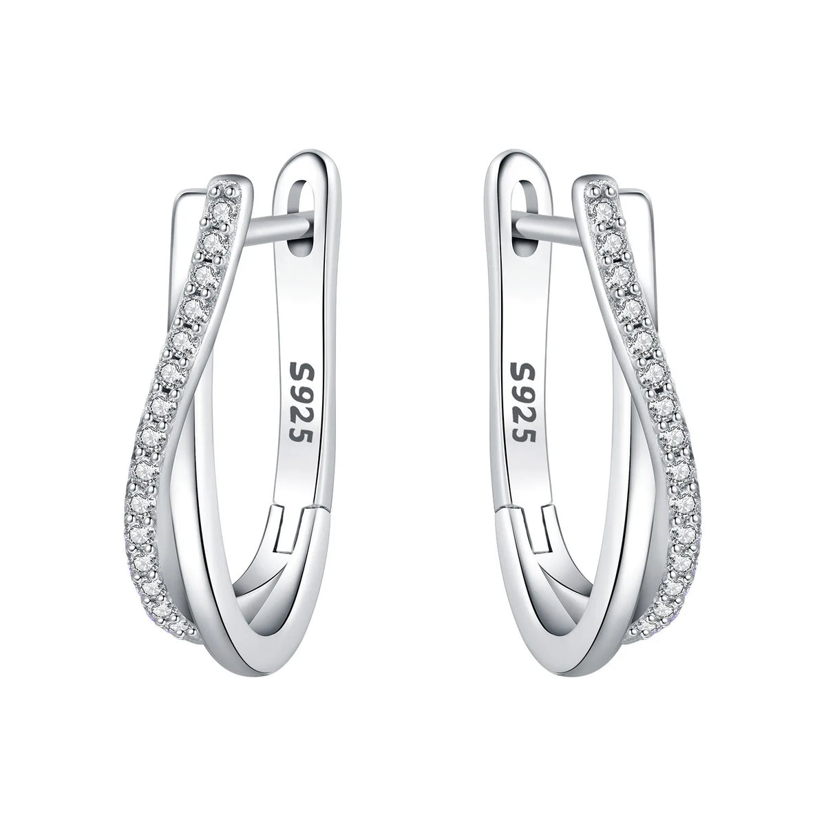 925 Sterling Silver Star Twisted Line Earrings Jewelry