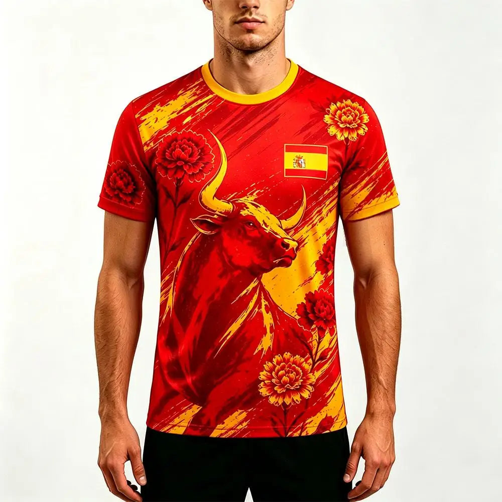 Spain Flag Print Jersey T-shirt 2026