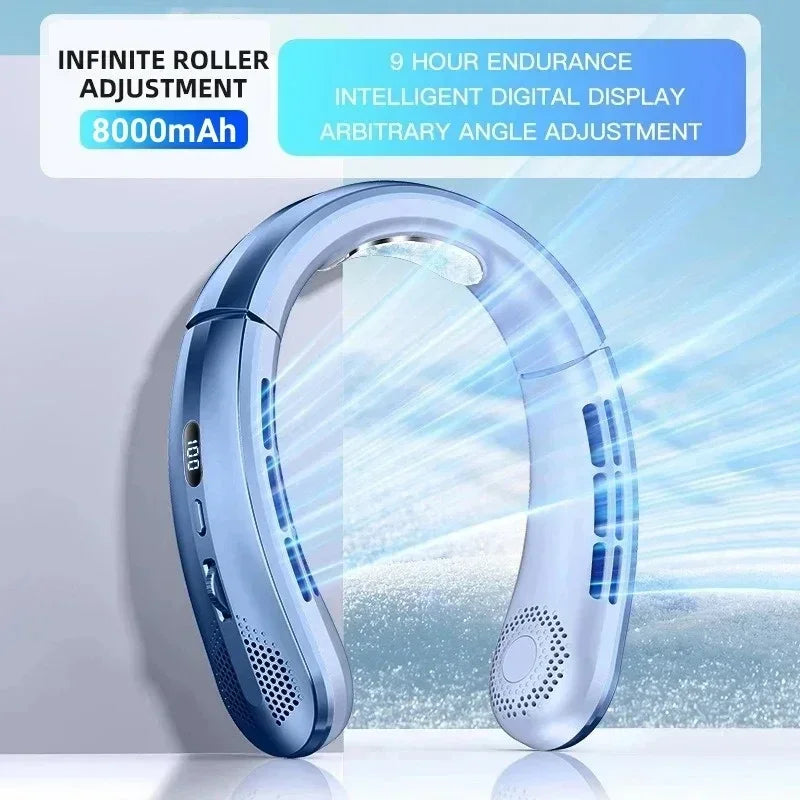 8000mAh USB Hanging Neck Fan Portable Bladeless