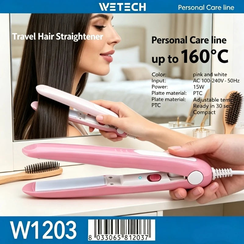360° Swivel Power Cord Hair Straightener Flat Iron, 160‑220°C Adjustable Temperature