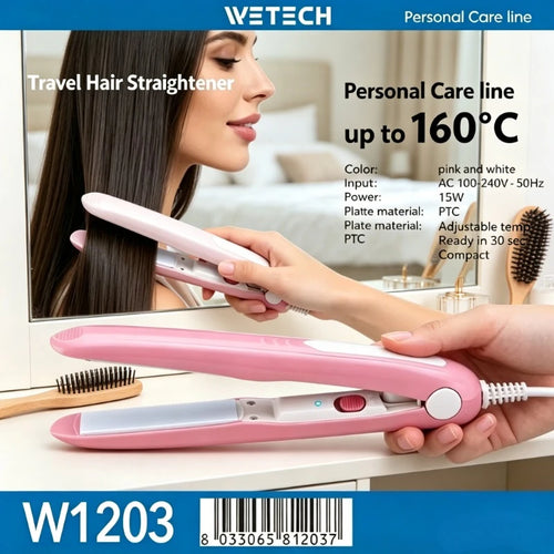 360° Swivel Power Cord Hair Straightener Flat Iron, 160‑220°C Adjustable Temperature