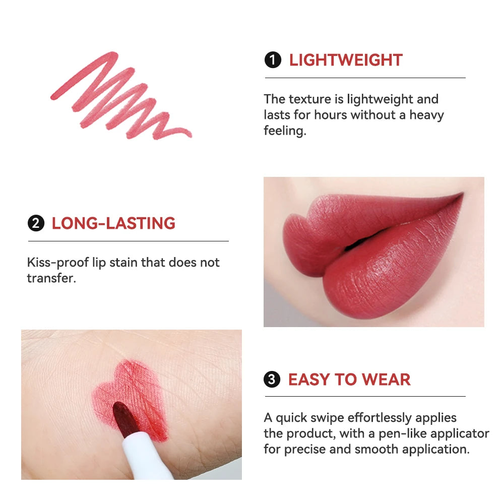6Colors Lip Stain Pencil Liquid Lip Liner Waterproof Plumping Lip Tint