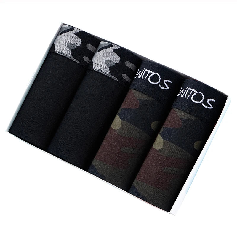 4pcs Cotton Boxers For Man Underwear Sexy Print Men's Panties