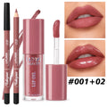 2Pcs Lip Makeup Set:1pc Velvet Matte Lip Liner+1pc