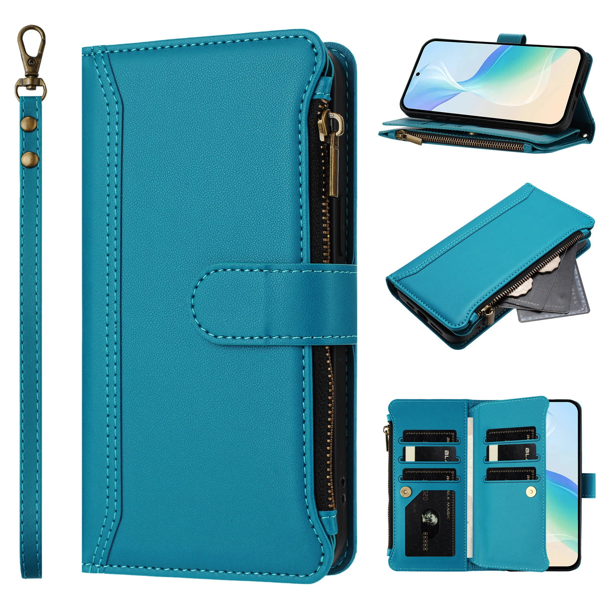 Zipper Wallet Phone Case For Honor X5B X6A X6B X7C X7D X8A X8C X9A X9C X9D
