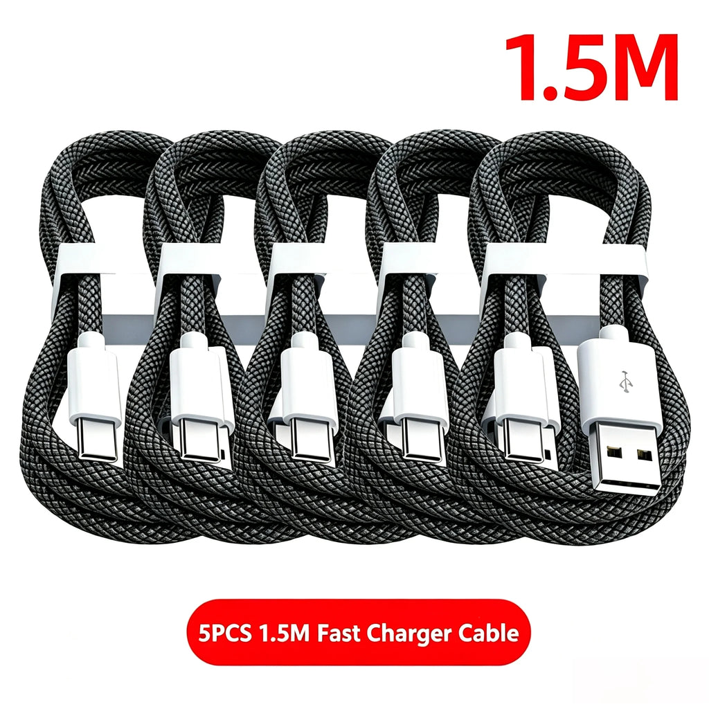 5PCS USB A Cable to USB C 240W Fast Charging