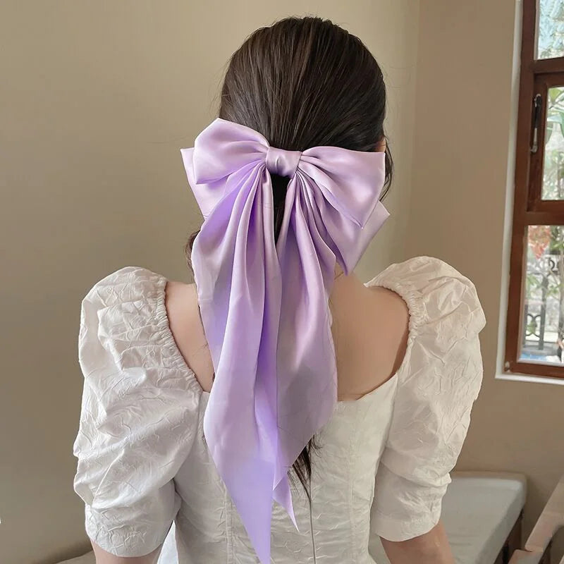 Solid Color Bow Ribbon Hair Clip New Women Large Bowknot Barrettes