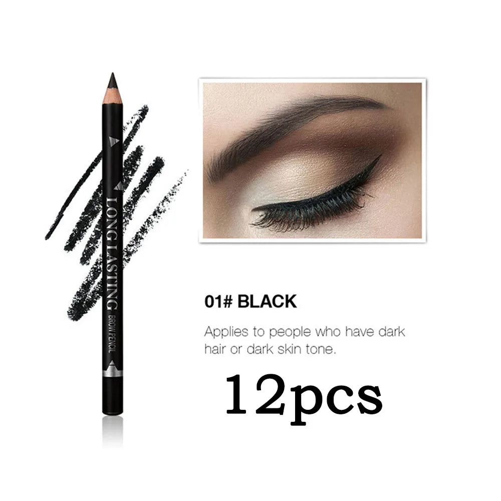 6pcs MENOW 3 colors Long Lasting Waterproof  Eyebrow Pencils Double Use Wooden Pole Eyeliner Permanent Makeup Tattoo Accessories