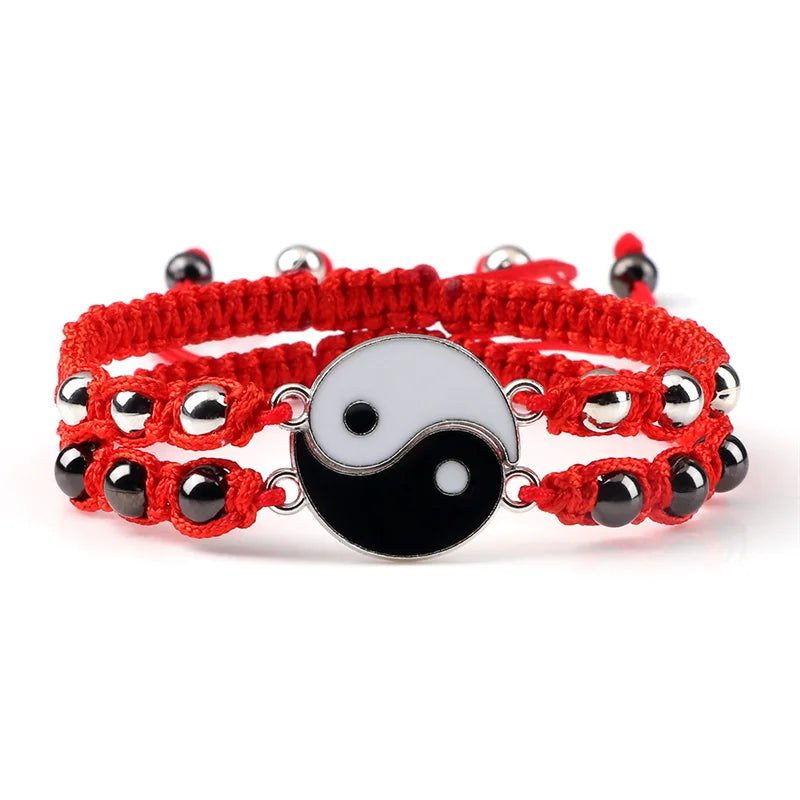 2Pcs/set Dragon Tai Chi Gossip Braided Bracelet for Women Men Best Friends Adjustable Yin Yang Bracelets Fashion Couple Jewelry