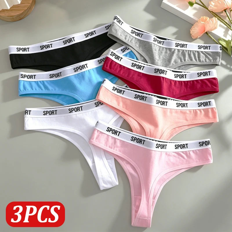 3Pcs/Set Seamless Cotton Panties For Women Soft Letter Embroidered G-strings Underwear S-XL Female Breathable Sexy Lingerie 2026