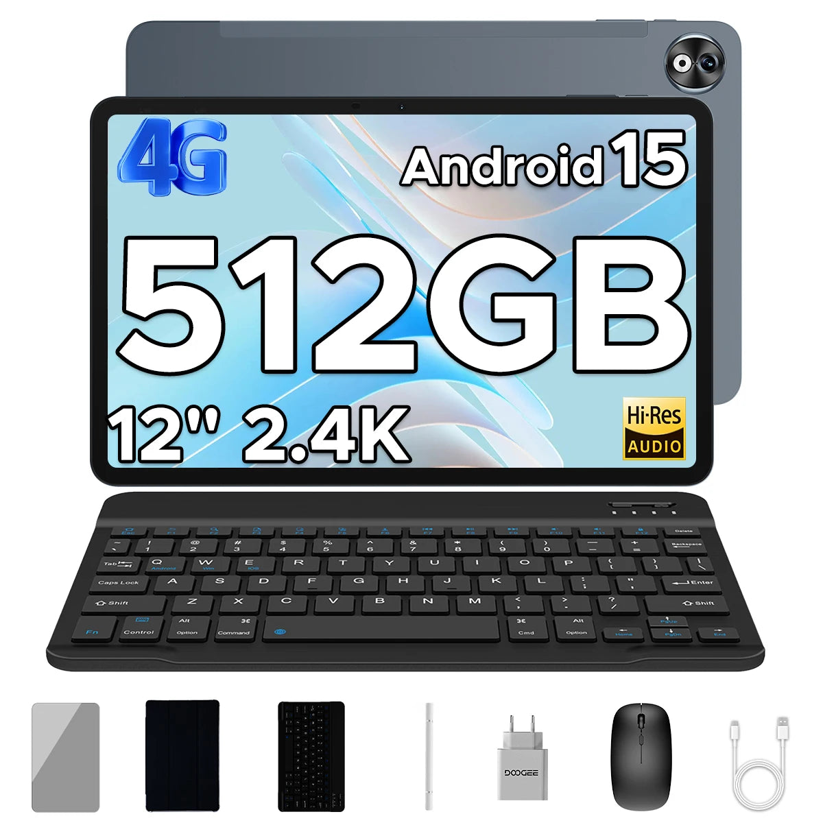 DOOGEE T40 Pro Tablet 20GB 512GB 12" 2.4K Display Helio G99 10800mAh Battery Quad Speaker 7.6mm Ultra-thin Android 15 Smart Pad