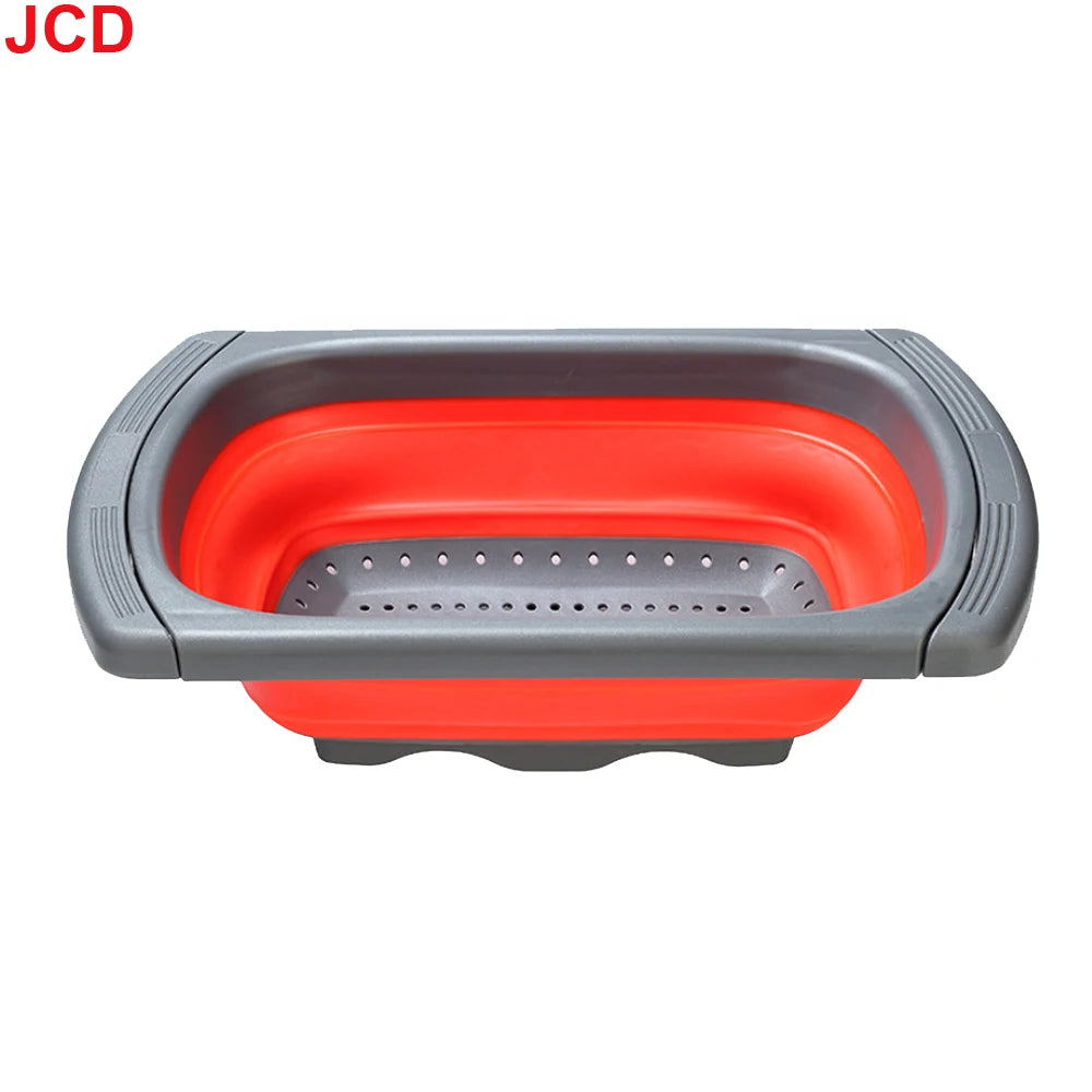 JCD 1pcs Fruit Vegetable Washing Basket Foldable Strainer Silicone Colander Dish Collapsible Drainer Filter Kitchen Storage Tool