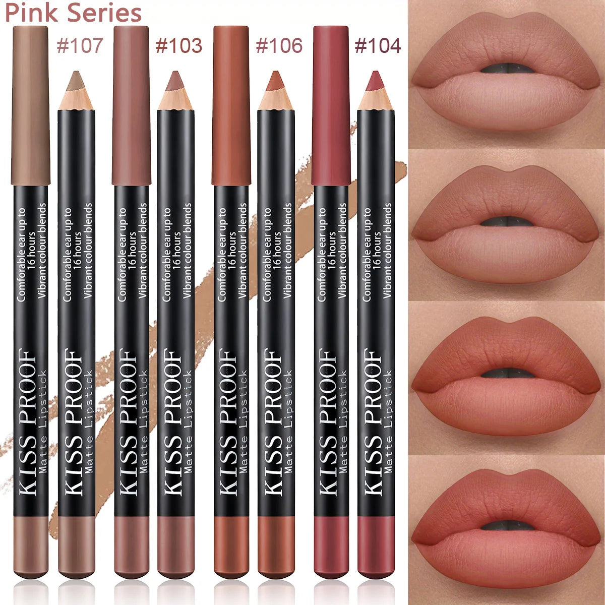 4Pcs/Set Wood Lipstick Nude Brown, Velvet Matte, Long Lasting Waterproof