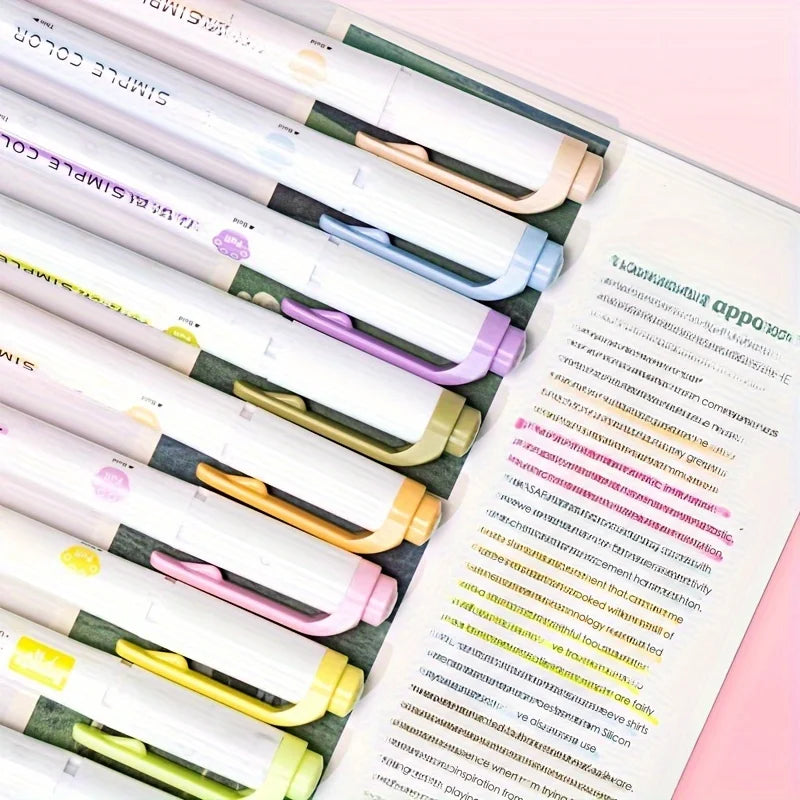 5pcs Dual-Tip Highlighters, 20 Vibrant Colors