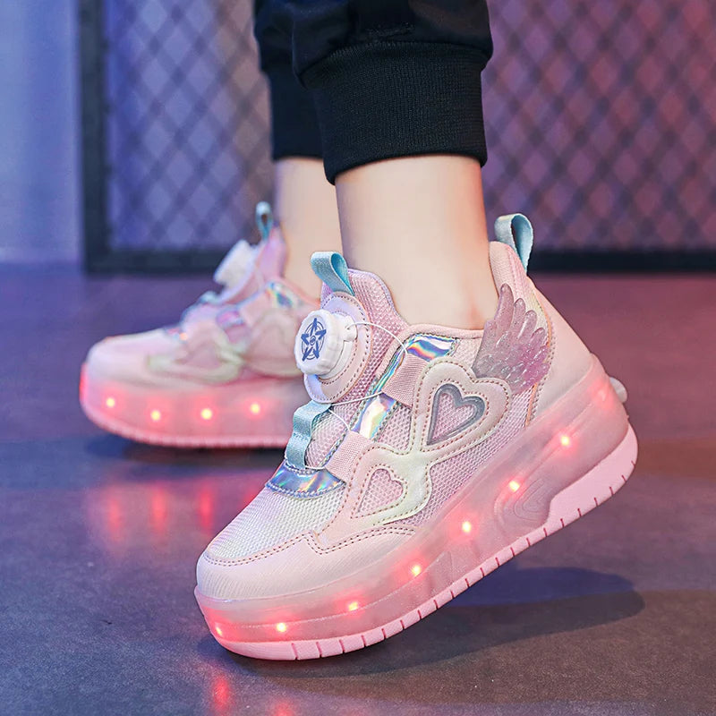 2 Wheels Children's Led Light Roller Skate Shoes Outdoor