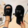 Casual Women's Slippers Home Flats Cat Cartoon Fluffy Luxury Designer Shoes Girls Spring Autumn Elegant Indoor Slides Soft Sole
