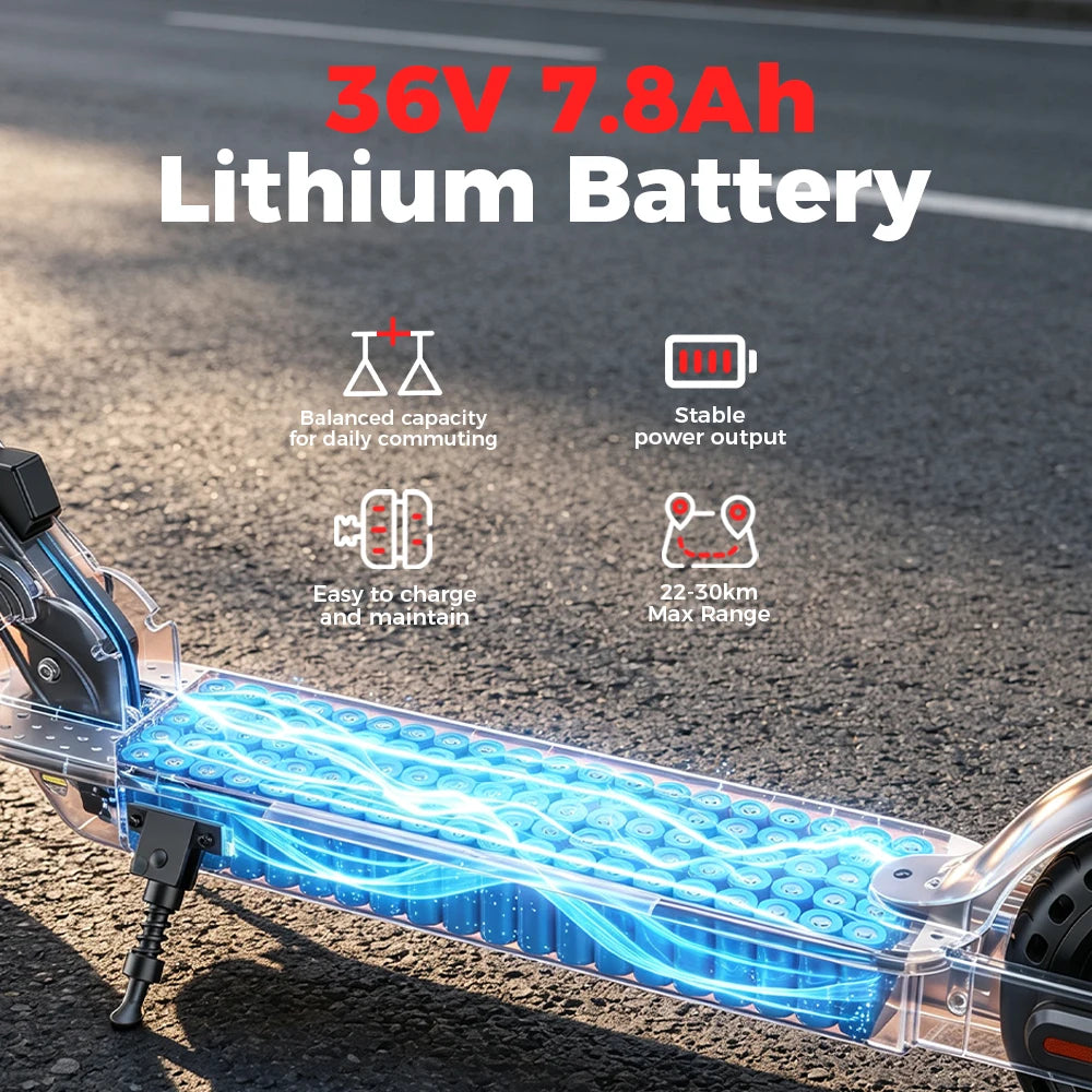 W3C EU 8.5-inch electric scooter, 36 V battery with a range of 22–30 km, rear-wheel drive