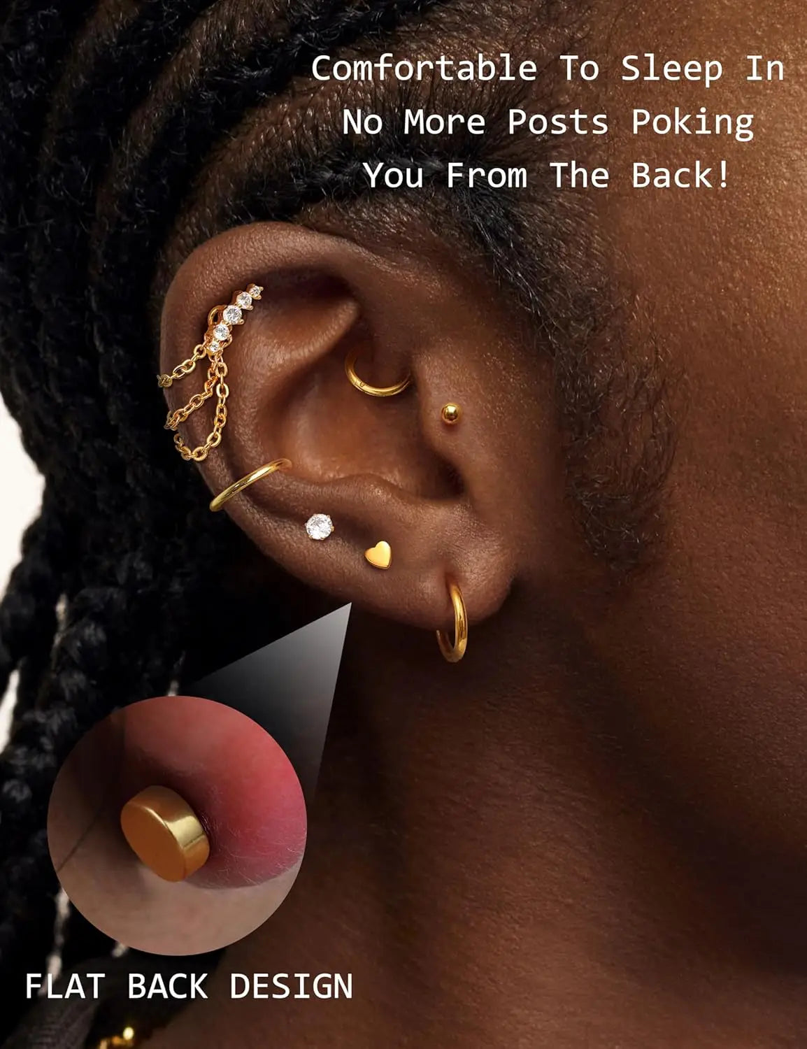 33Pcs 20G Cartilage Earrings Set for Women Men Surgical Steel Earrings