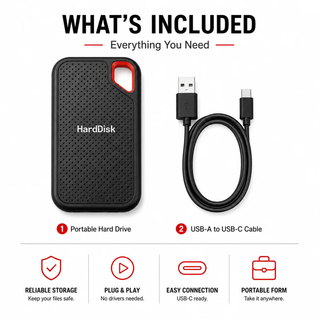 2TB External Hard Drive USB3.1 Mobile Storage Hard Disk